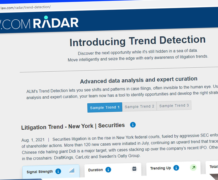 Law com Radar Unveils Trend Detection Capabilities to Track Litigation Shifts