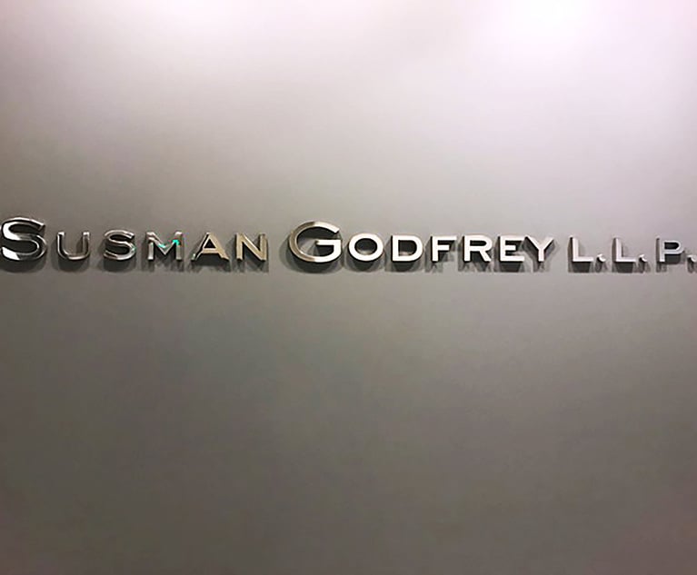 Susman Godfrey office sign. (Courtesy photo)