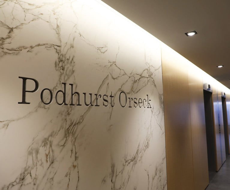 Miami Judge Rules Podhurst Orseck, Ex-Partner Jointly Liable for 25% Referral Fee