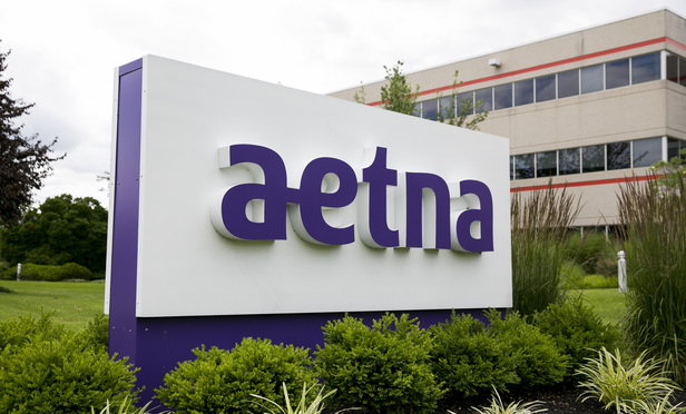 A logo sign outside of a facility occupied by Aetna Inc. in Blue Bell, Pennsylvania.