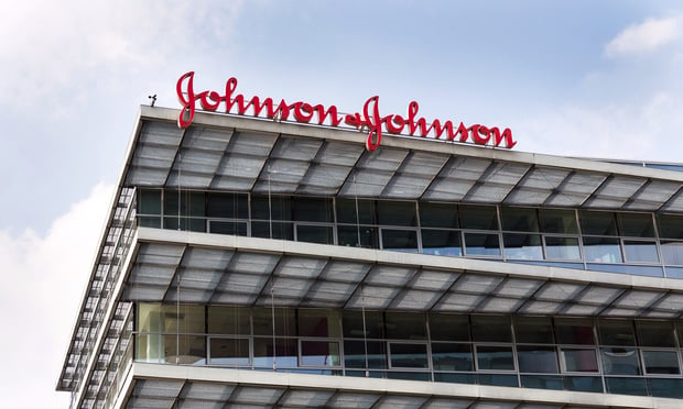 Johnson & Johnson company logo on headquarters building on May 12, 2018 in Prague, Czech Republic.