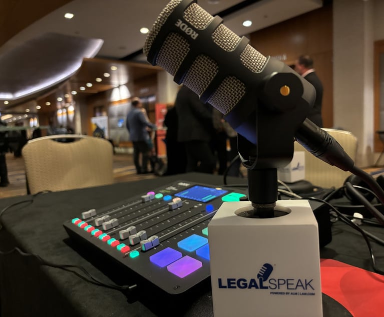 Legal Speak conducts live podcast interviews at General Counsel Conference Midwest in Chicago, Illinois April 16-17, 2024. Photo: Charles Garnar/ALM