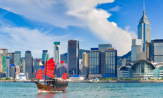 Hong Kong harbour with city background