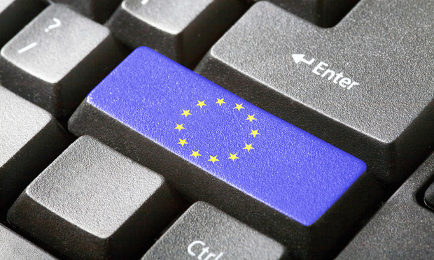 EU flag on computer keyboard