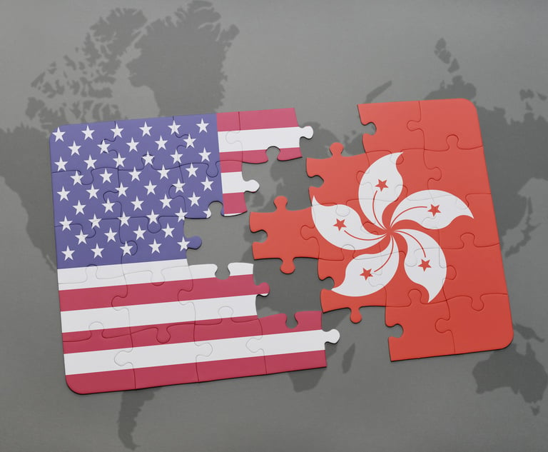 puzzle pieces with Hong Kong and U.S. flags