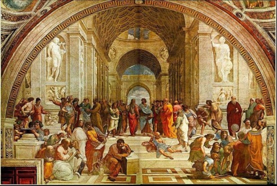 The School of Athens, completed between 1509 and 1511, is a fresco by Italian Renaissance artist Raphael as part of the artist's commission to decorate the rooms in the Apostolic Palace in the Vatican.