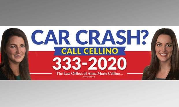 A billboard design, filed in court by Anna Marie Cellino, depicting her new firm name, phone number and daughters and colleagues Annmarie and Jeanna Cellino.