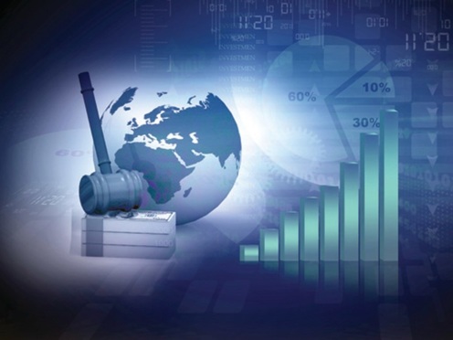 technology financial data gavel globe