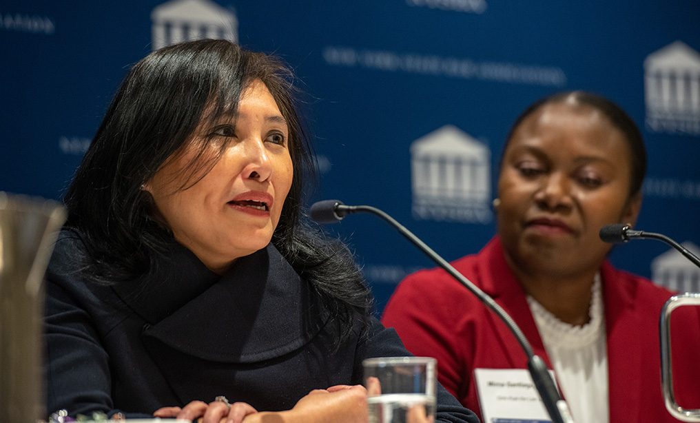 Mirna Santiago, right, president and CEO of Girls Rule the Law and Betty Ng, founder and CEO of Inspiring Diversity , discuss implicit bias at the panel discussion. The Committee on Diversity and Inclusion met at the New York State Bar Annual Meeting held at the Hilton Midtown, NYC, on Monday January 27, 2020. / Russ DeSantis Photography and Video, LLC