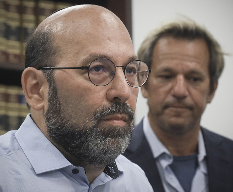 Jay Goldberg, left, and Barry Singer hold a press conference in 2019 in New York. They are among 38 former students in a lawsuit alleging sexual abuse while they were students at The Marsha Stern Talmudical Academy, also known as Yeshiva University High School for Boys in Manhattan. Photo: Bebeto Matthews/AP