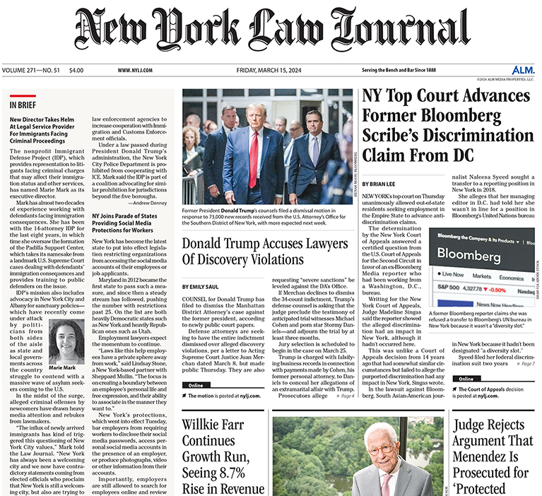 Friday Newspaper | New York Law Journal