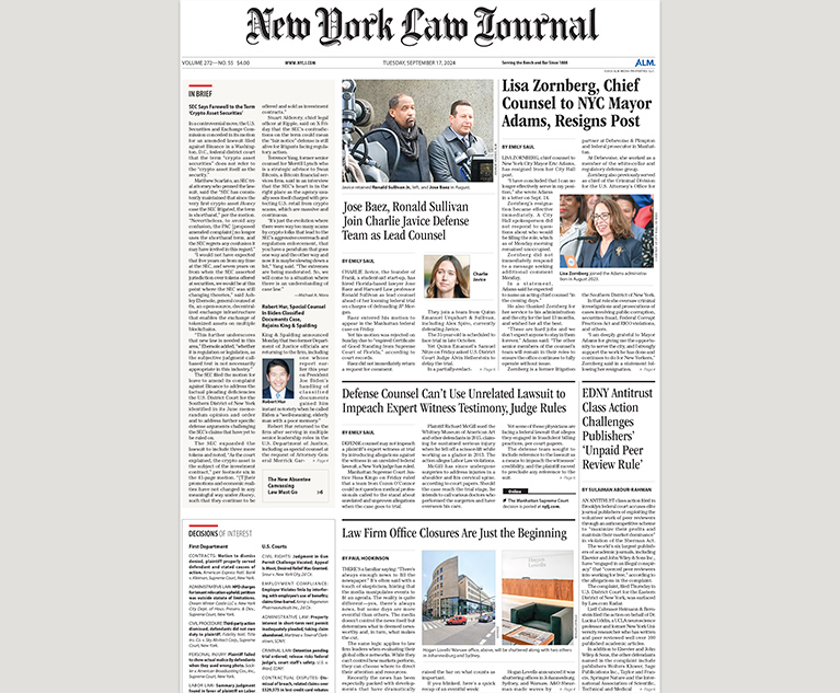Tuesday Newspaper New York Law Journal