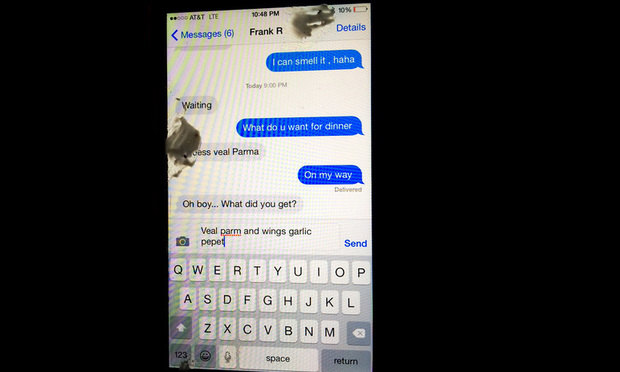 These are the actual text messages about dinner that Dasantila Rook were allegedly sending to her husband Frank while she was driving. While texting and driving, Rook is said to have crossed the yellow line and collided head on with a car driven by Kelsey Lisk.