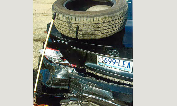 This is the back of Kimberly Scott's 2010 Mercedes which was rear-ended by another motorist in Newtown in 2015. Scott, who suffered back injuries, was recently awarded $184,992 by a jury.