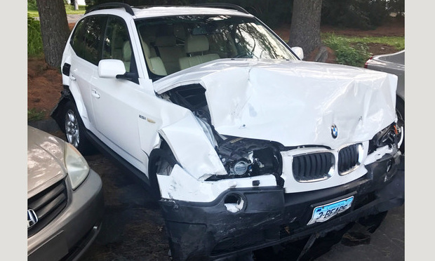 Dale Rosen suffered five fractured ribs and other injuries after this BMW SUV she was a passenger in was struck by another vehicle in Middlebury in July 2017.