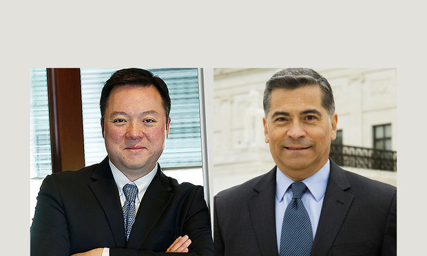 From left: Connecticut Attorney General William Tong and California Attorney General Xavier Becerra.