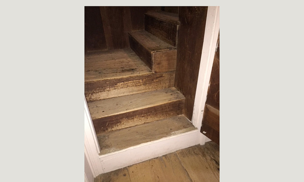 Anne McDonald fell down these stairs at the Noah Webster House in West Hartford in 2016 during a tour of the museum. She recently settled the case for $2 million.