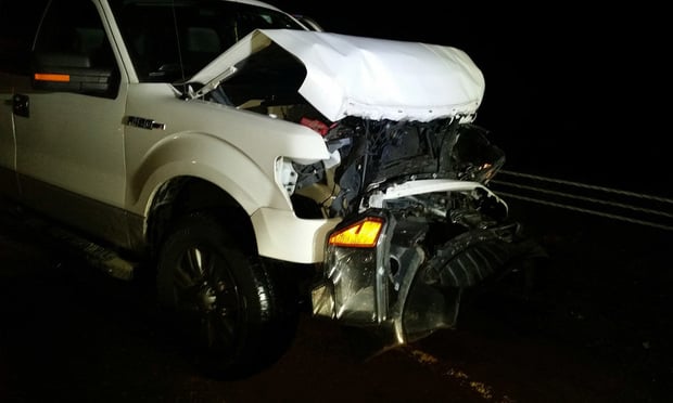 This is the vehicle of defendant driver Antonio Santos, who rear-ended a state Department of Transportation vehicle that Eric Adams was driving. Adams - who recently settled his case for $495,000 - suffered injuries to his neck, spine and head. Courtesy photo