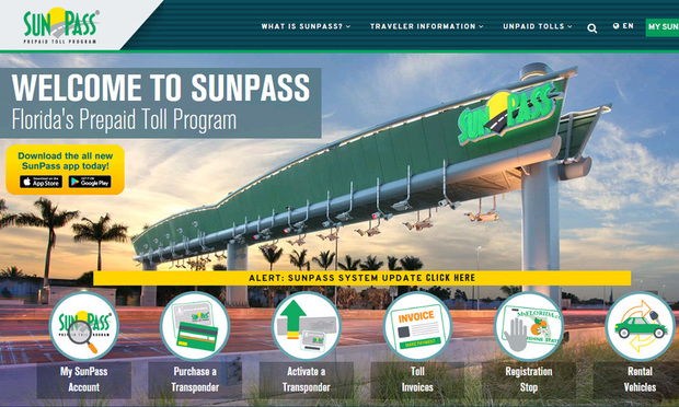 SunPass's website screenshot/courtesy photo