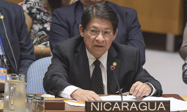 Nicaragua's Foreign Minister Denis Moncada Colindres (Loey Felipe/The United Nations via AP)