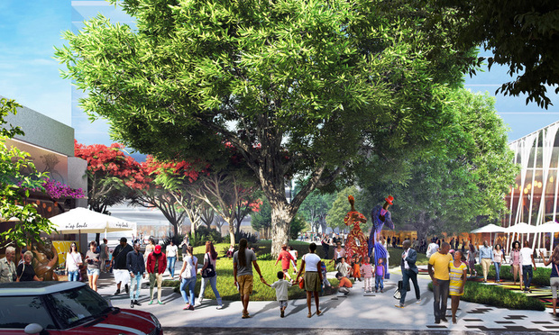 A rendering of part of the planned, nearly 18-acre Magic City Innovation District in Little Haiti. It would rise between Northeast Second Avenue and the Florida East Coast Railway tracks and from the Little Haiti Soccer Park and the Little Haiti Cultural Center.