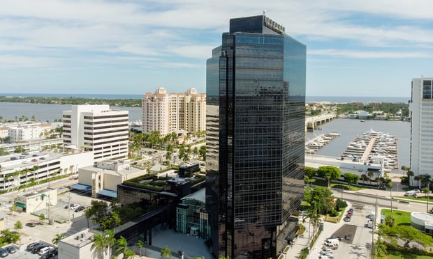 Aerial photo of the Northbridge Center in downtown West Palm Beach.