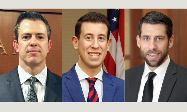 L-R Bryan Hofeld, David Silverman and Zane Berg of Schlesinger Law Offices in Fort Lauderdale. Courtesy photos.