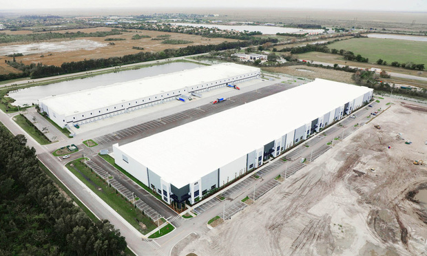 An aerial photo of warehouses at Pembroke Pines' South Florida Distribution Center