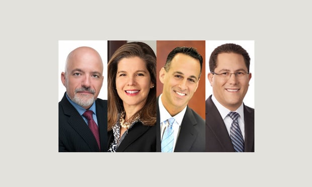 South Florida attorneys Luis Salazar, Aleida Martinez Molina, Glenn Moses and Jeffrey Snyder.