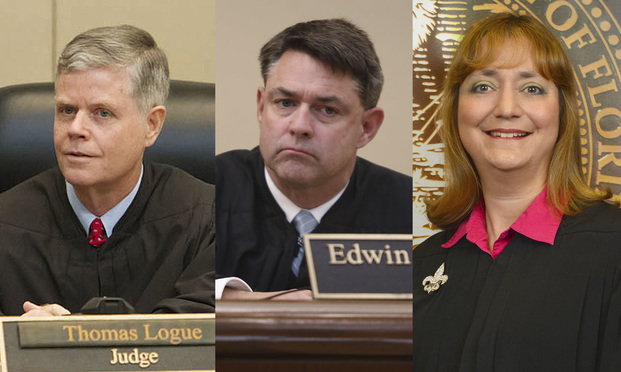 (l-r) Judges Thomas Logue, Edwin A. Scales, III, and Judge Fleur J. Lobree, of Florida’s Third District Court of Appeal.