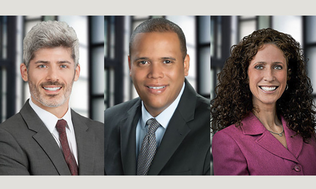 (l-r) Jonathan A. Beckerman, Miguel A. Morel, and Joelle C. Sharman, partners with Lewis Brisbois in Fort Lauderdale and Atlanta.