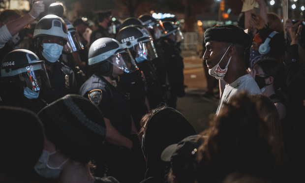 May 30, 2020 NYPD face peaceful protestors coming together for the death of George Floyd. Photo: Ryland West/ALM