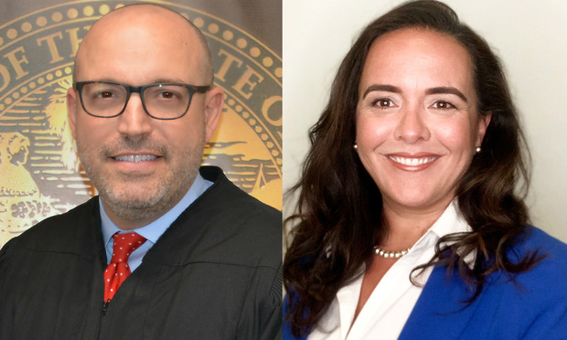 Miami-Dade Circuit Judge Thomas Rebull, left, and Denise Martinez-Scanziani, right, of Martinez-Scanziani & Associates Law. Courtesy photos.