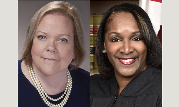 Linda Alley of Kelley Uustal in Fort Lauderdale, left, and Broward Circuit Judge Vegina "Gina" Hawkins, right. Both are running for Broward Circuit Judge Group 50 in the August primary elections. Courtesy photos.
