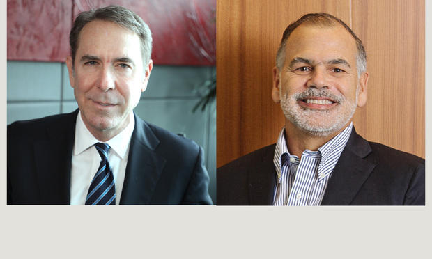 John G. Crabtree, left, of Crabtree & Auslander and Raoul Cantero, right, a partner with White & Case. Courtesy photos