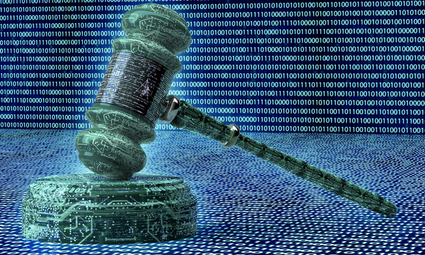 Legal computer judge concept, cyber gavel,3D illustration