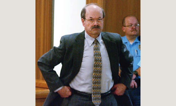 Dennis Rader is seen in a Sedgwick County courtroom in Wichita, Kan. during the first day of testimony in the sentencing phase of his trial on Wednesday, Aug. 17, 2005.