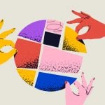 Team work or collaboration or partnership concept illustration with the hands are put together parts of abstract round shape. Credit: paul_craft/Adobe Stock