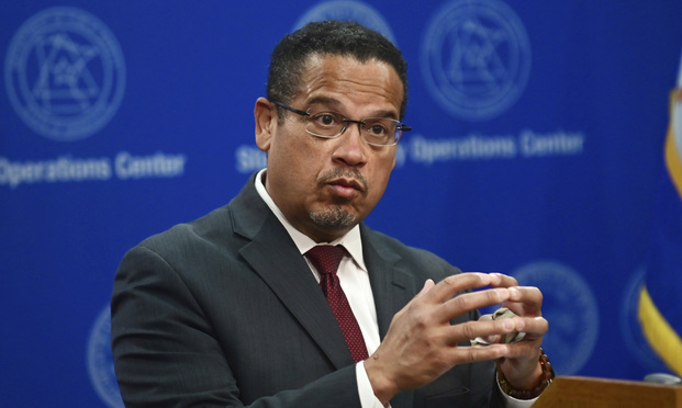 Minnesota Attorney General Keith Ellison answers questions during a news conference in St. Paul, Minnesota, about the investigation into the death of George Floyd.
