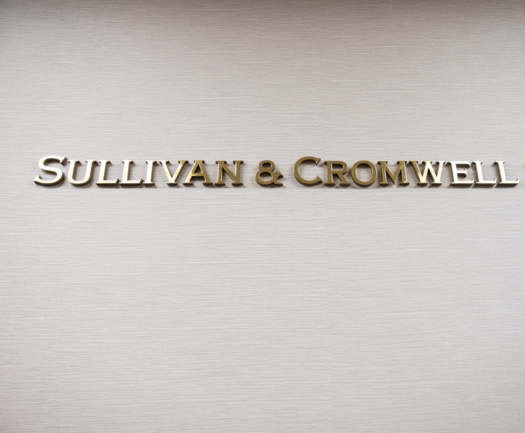 Sullivan & Cromwell logo on office wall