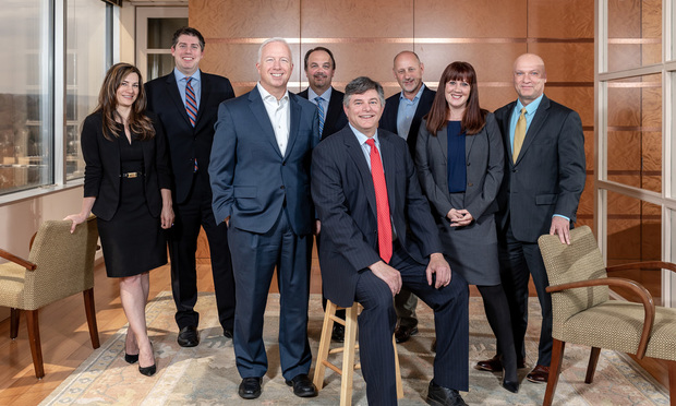 Left to right: Partners Tracey K. Wishert, Jeffrey M. Beyer, Co-Chairman of Riker Danzig and Co-Chair of the Firm’s Insurance and Reinsurance Group Brian E. O’Donnell, Partner Anthony J. Zarillo, Jr., Co-Managing Partner of the Firm and Co-Chair of its Insurance and Reinsurance Group Lance J. Kalik, Partners Glenn D. Curving, Maura C. Smith and Michael J. Rossignol