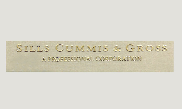 Sills Cummis & Gross office sign. Photo by Carmen  Natale