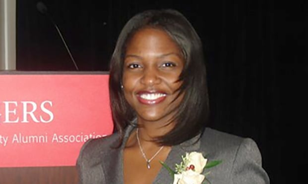 Fabiana Pierre-Louis at a Rutgers University Alumni Awards event where she won a Rutgers Spirit Award.