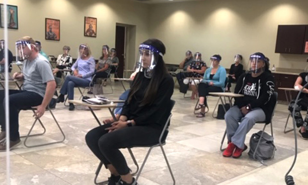 Jurors wearing face shields in 251st District Judge Ana E. Estevez's experimental jury trial. Photo: Texas Office of Court Administration