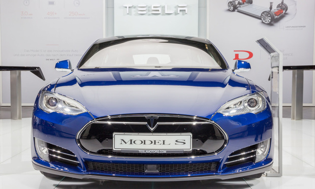 European debut of the Tesla model S P90D at the IAA 2015.