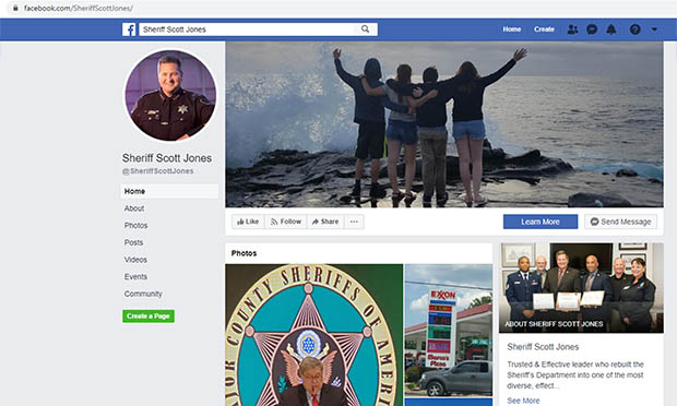 Sheriff Scott Jones public figure facebook page. 