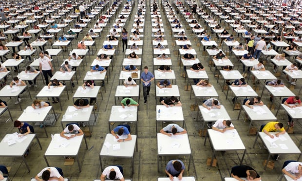 students taking exam