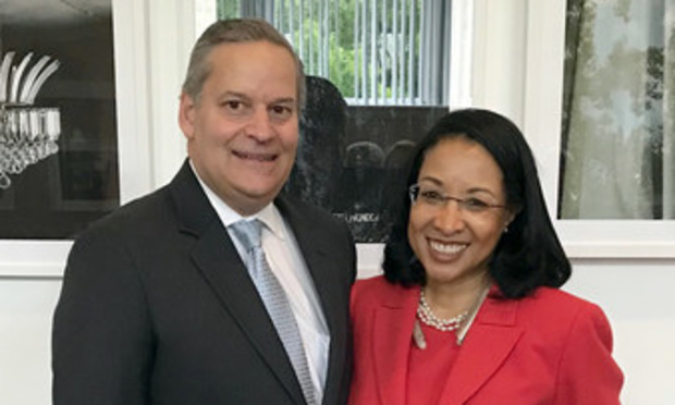 Steve Forte (left) and Teresa Wynn Roseborough at the 2018 Atlanta Legal Aid Kickoff breakfast.