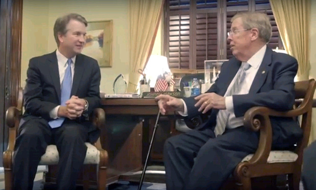 U.S. Supreme Court nominee Judge Brett Kavanaugh of the U.S. Court of Appeals for the District of Columbia (left) and Sen. Johnny Isakson, R-Ga. (Courtesy photo)