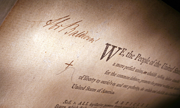 A draft copy of the U.S. Constitution used by Abraham Baldwin, Georgia signer to the Contitution.